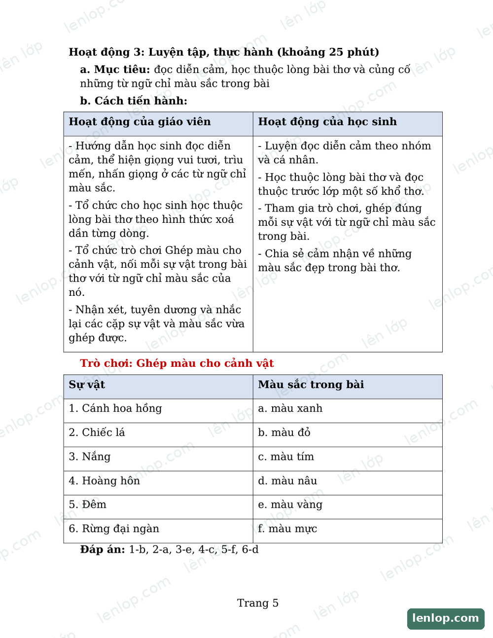 Bài 17: Vẽ màu, Giáo án, trang xem trước. Bản có dấu bản quyền lenlop.