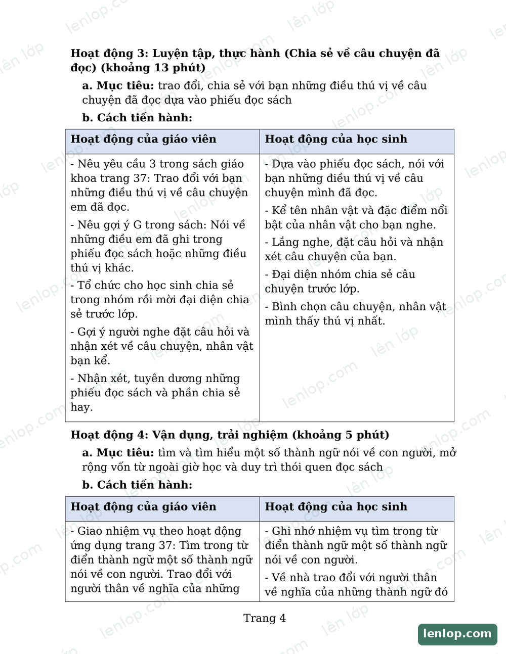 Bài 8: Đọc mở rộng, Giáo án, trang xem trước. Bản có dấu bản quyền lenlop.