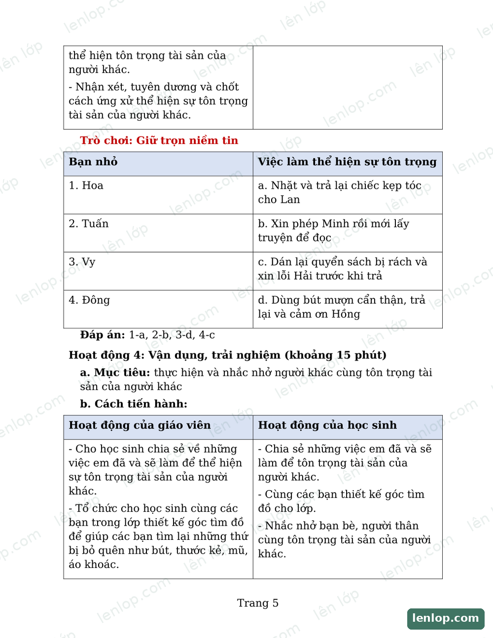 Bài 3: Yêu lao động, Giáo án tích hợp AI, trang xem trước. Bản có dấu bản quyền lenlop.