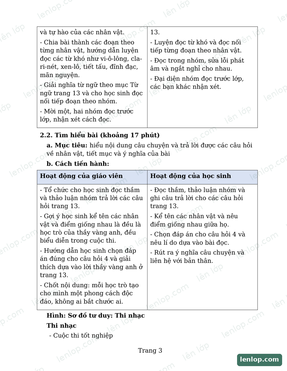 Bài 2: Thi nhạc, Giáo án, trang xem trước. Bản có dấu bản quyền lenlop.