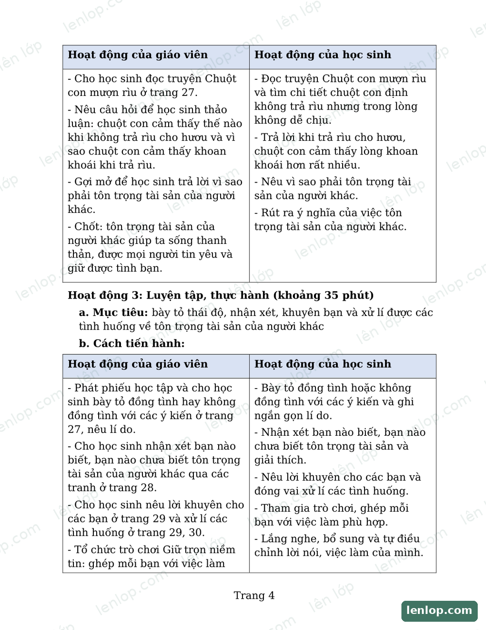 Bài 3: Yêu lao động, Giáo án tích hợp AI, trang xem trước. Bản có dấu bản quyền lenlop.