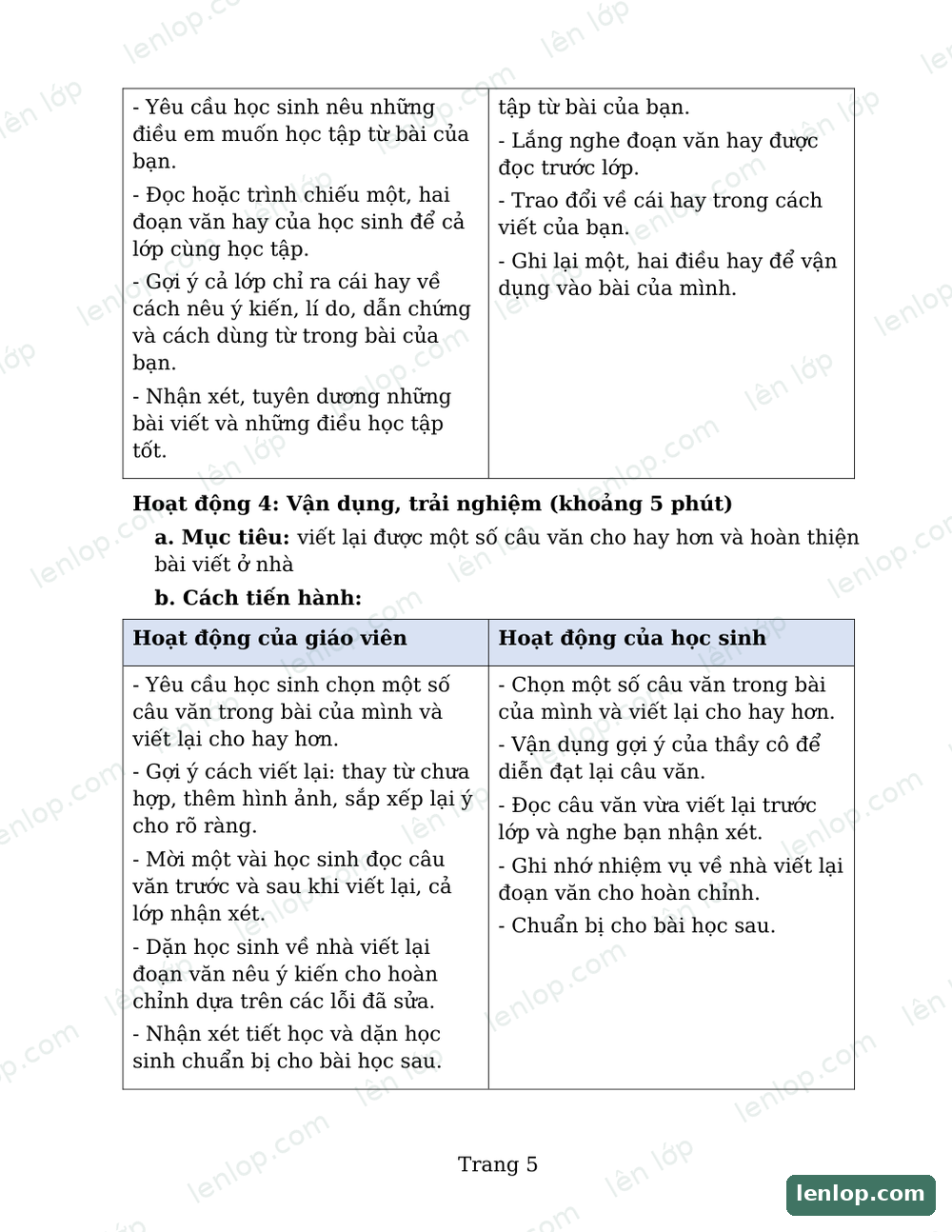 Bài 5: Thần lằn xanh và tắc kè, Giáo án tích hợp AI, trang xem trước. Bản có dấu bản quyền lenlop.