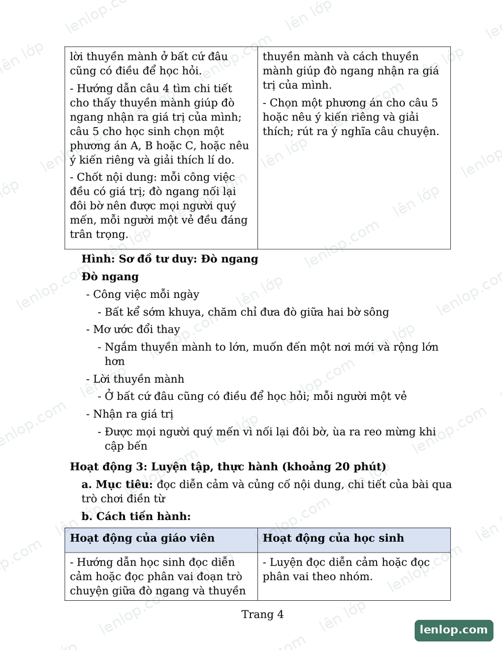 Bài 8: Đò ngang, Giáo án, trang xem trước. Bản có dấu bản quyền lenlop.