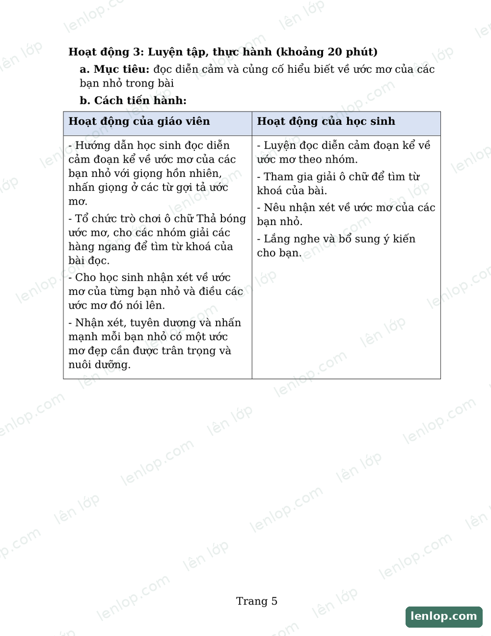 Bài 25: Bay cùng ước mơ, Giáo án, trang xem trước. Bản có dấu bản quyền lenlop.