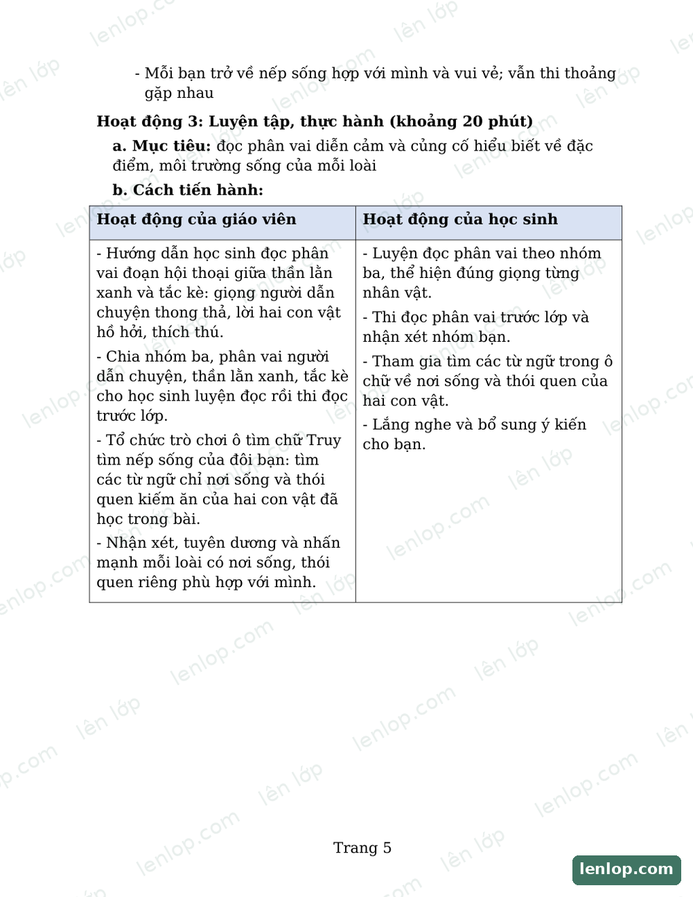 Bài 5: Luyện tập về danh từ, Giáo án tích hợp AI, trang xem trước. Bản có dấu bản quyền lenlop.