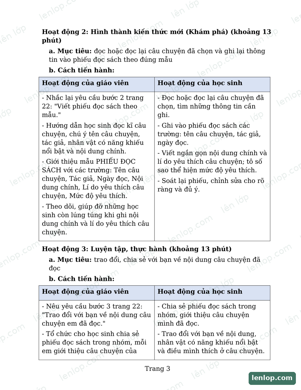 Bài 4: Đọc mở rộng, Giáo án, trang xem trước. Bản có dấu bản quyền lenlop.