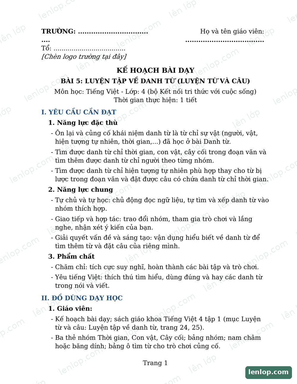 Xem trước Bài 5: Luyện tập về danh từ