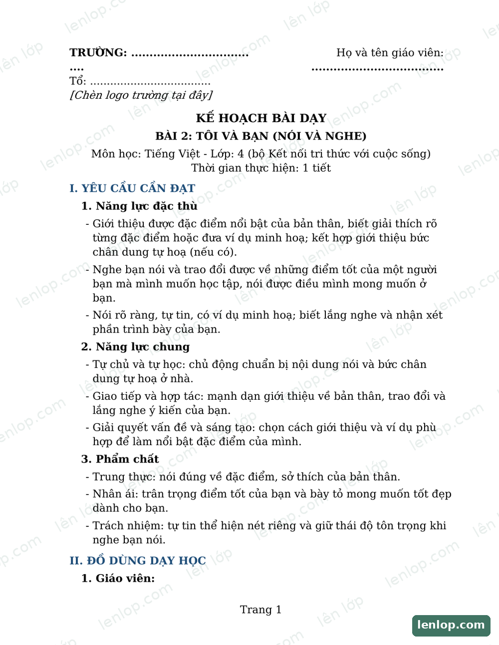 Xem trước Bài 2: Tôi và bạn