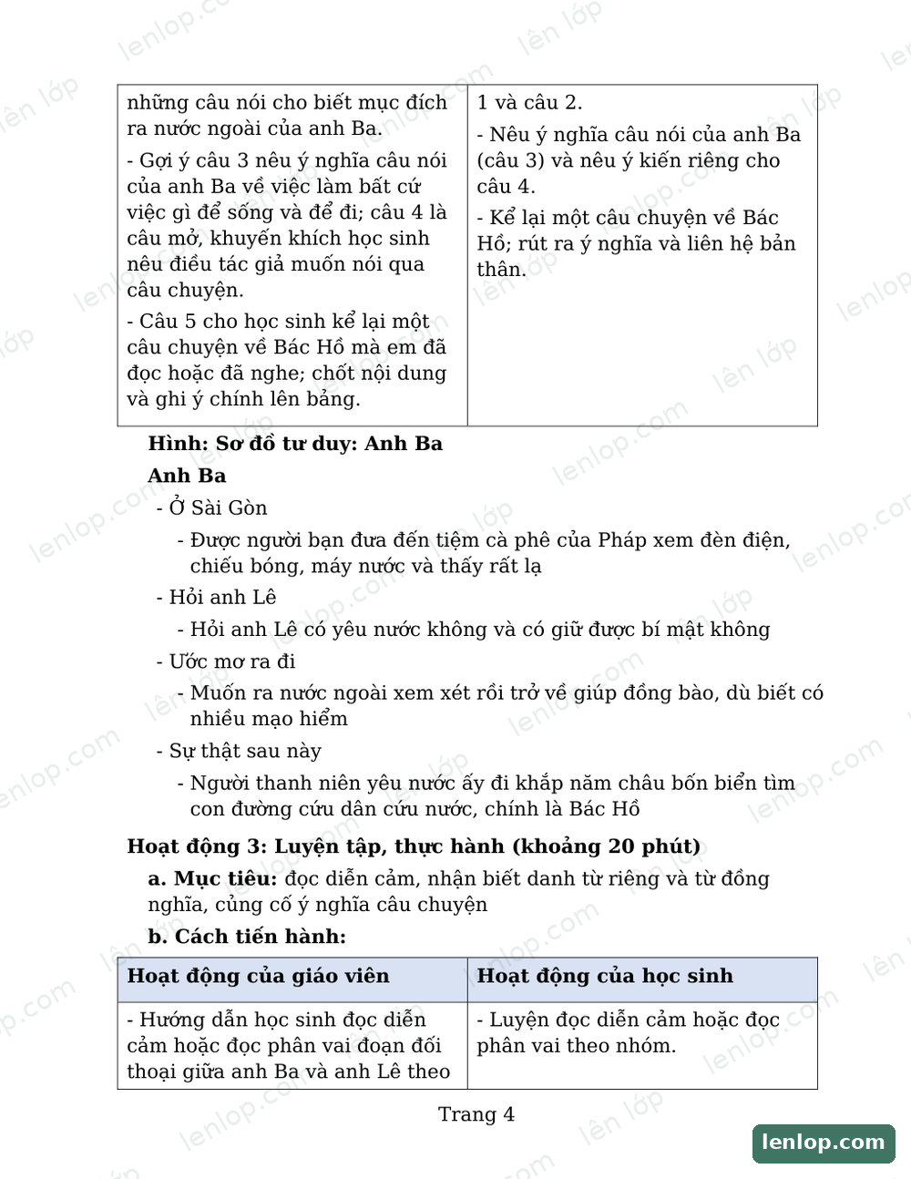 Bài 32: Anh ba, Giáo án, trang xem trước. Bản có dấu bản quyền lenlop.