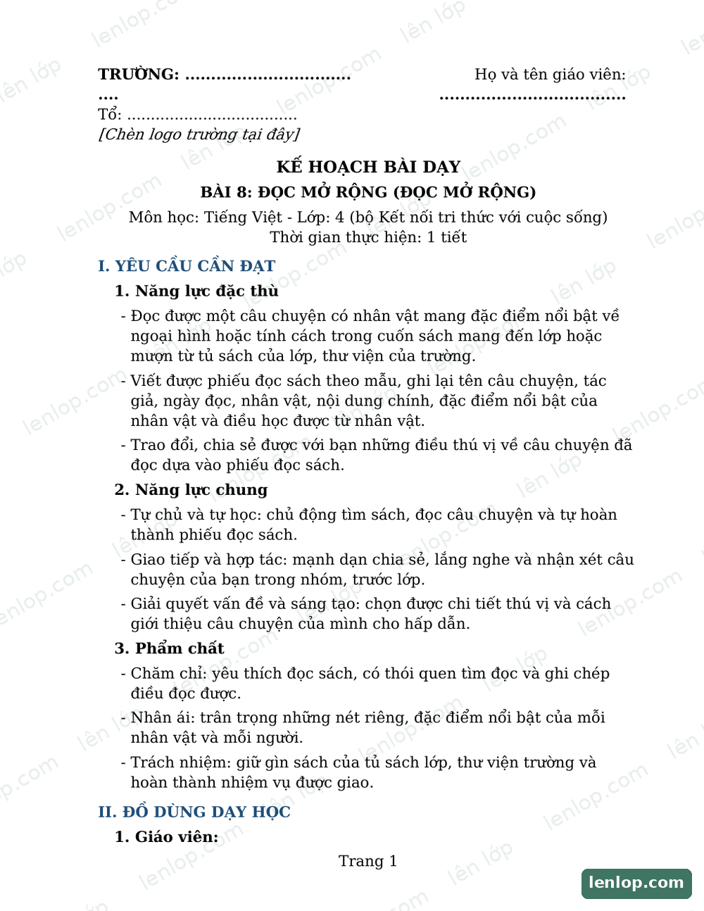 Xem trước Bài 8: Đọc mở rộng
