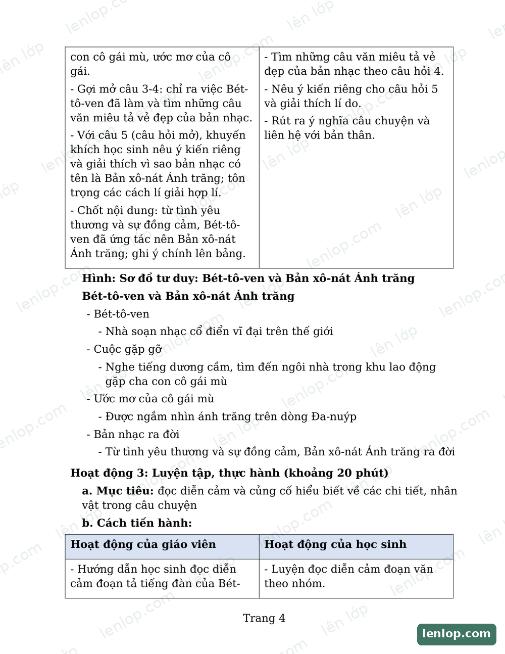 Bài 23: Bét-tô-ven và bản xô-nát ánh trăng, Giáo án, trang xem trước. Bản có dấu bản quyền lenlop.