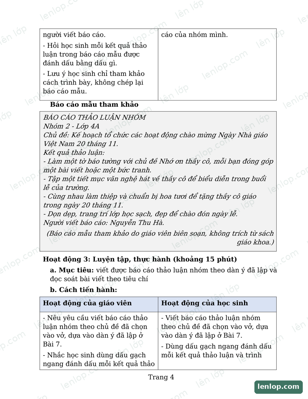 Bài 8: Đò ngang, Giáo án tích hợp AI, trang xem trước. Bản có dấu bản quyền lenlop.